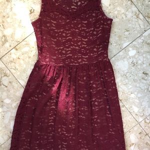 Maroon lace overlay dress.  Size small